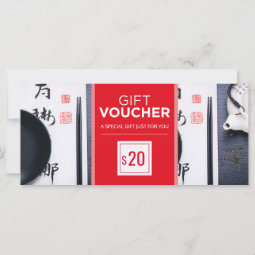 Modern red black restaurant gift voucher template | Zazzle