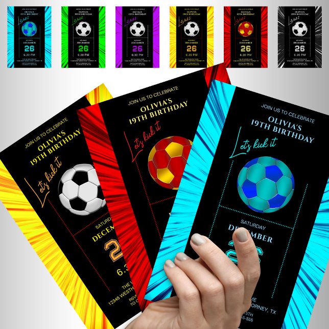Modern Red  Black Soccer Birthday Invitation Card (Creator Uploaded)