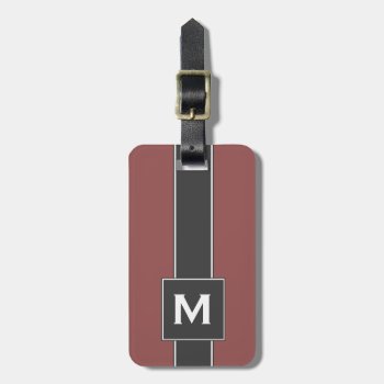 Modern Red & Black Striped Personalized Monogram Luggage Tag by SimpleMonograms at Zazzle
