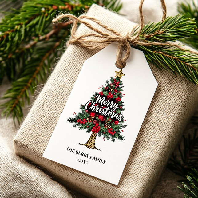 Modern Red Black Tartan Gift Tag (Modern Red Black Tartan Gift Tag)