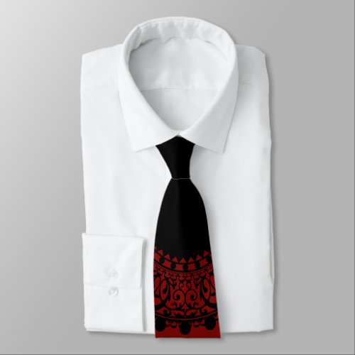 Modern Red  Black Victorian Lace Design Tie