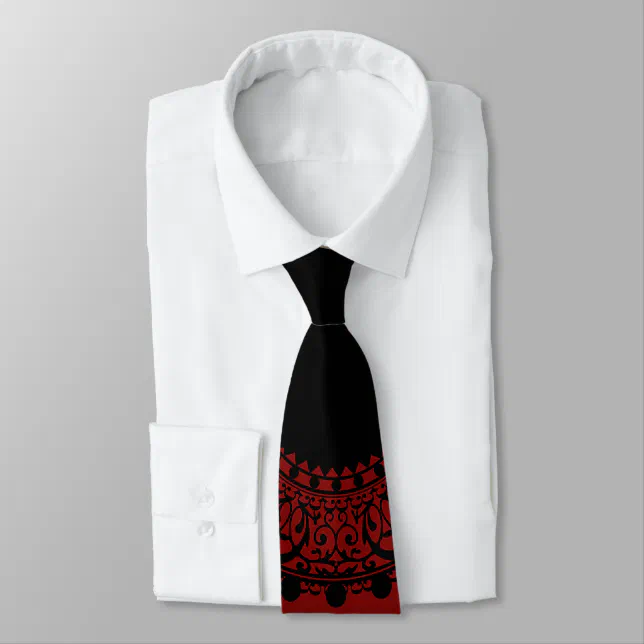 Modern Red & Black Victorian Lace Design Tie | Zazzle