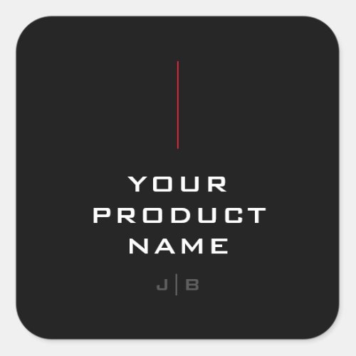 Modern Red Black White Product Name Monogram Logo Square Sticker
