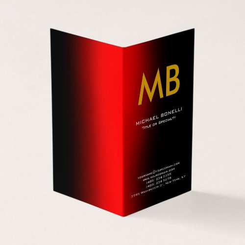 Modern red black yellow monogram business card