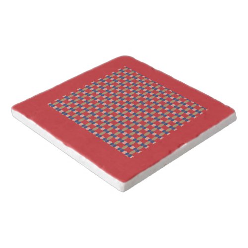 Modern Red Blue Abstract Geometric Pattern  Trivet