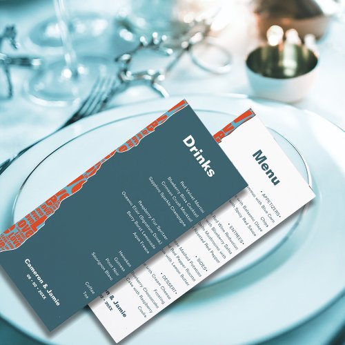 Modern Red Blue Border Drinks Dinner Menu