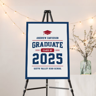 Modern Red Blue Graduation Party Welcome Foam Board