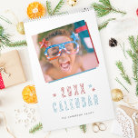 Modern Red & Blue Hand-drawn Stars Family Photo Calendar<br><div class="desc">Cherish memories all year long with our Family Photo Calendar. Personalize it with your family name,  year,  and treasured photos accentuated by blue and red handwritten typography and charming hand-drawn stars.</div>
