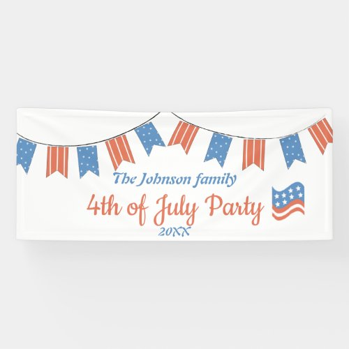 Modern Red Blue Happy Independence Day Patriotic Banner