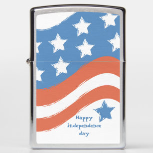 Modern Red Blue Happy Independence Day Patriotic Zippo Lighter