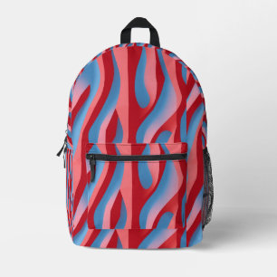 Modern Red/Blue Printed Backpack