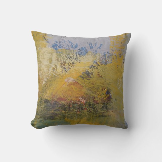 Modern Red Blue Soft Pastel Color Abstract Throw Pillow (Front)