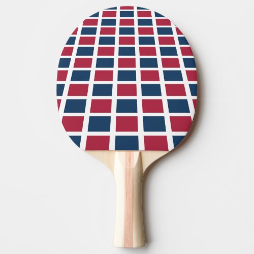 Modern Red Blue White Checkered Geometric Ping Pong Paddle