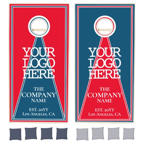 Modern Red Blue White Company Logo Cornhole Set