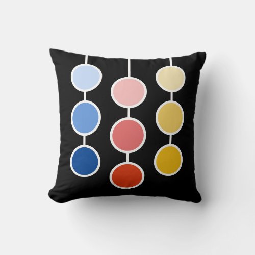 Modern Red Blue Yellow Hanging Circles Throw Pillow