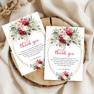 Modern Red Blush Greenery Baby Shower Thank You Card