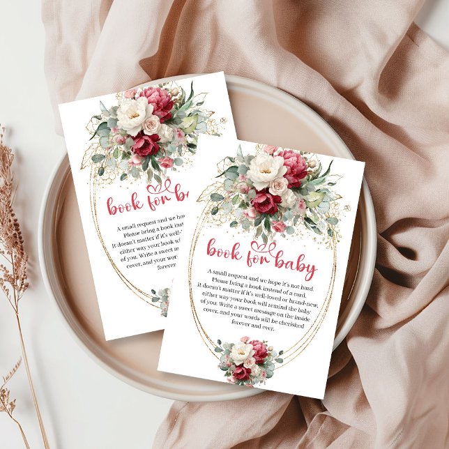 Modern Red Blush Greenery Book Request Card (Modern Red Blush Greenery Book Request Card)