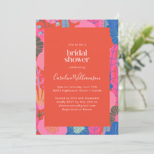 Modern Red Boho Floral Stylish Bridal Shower Invitation