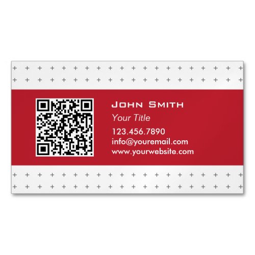 Modern Red Border QR Code Magnetic Business Card