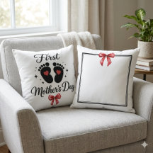 Modern Red Bow 1st Mother's Day Custom Typography