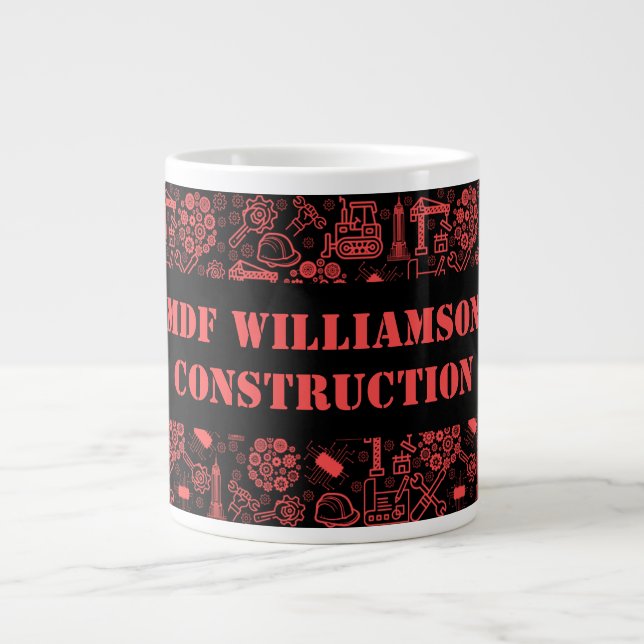  modern red brick Architectural Blueprint Engineer Giant Coffee Mug (Front)