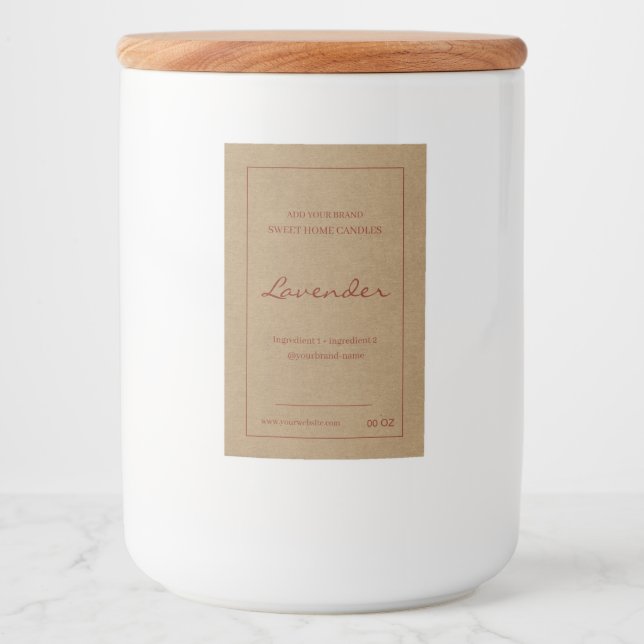 Modern red brown craft paper ingredients product  food label (Front)