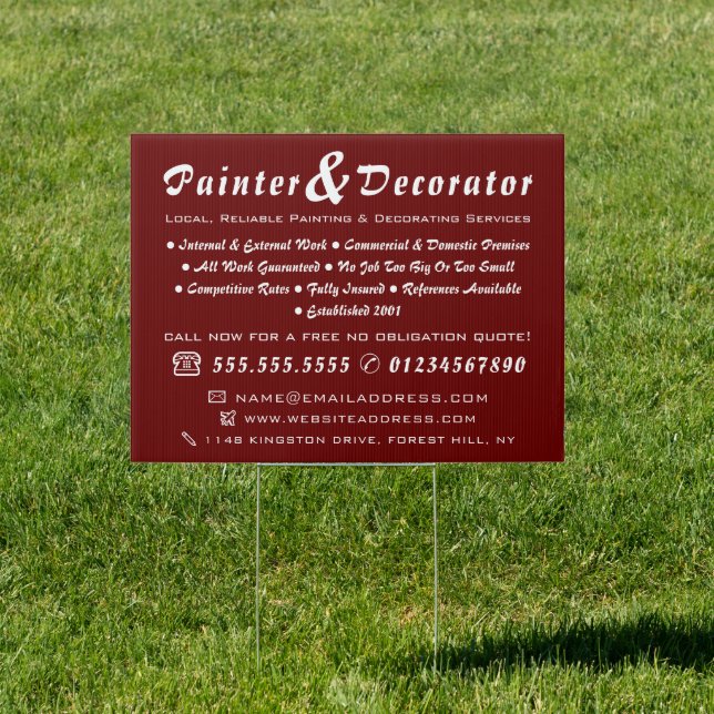 Modern Red & Brown Painter & Decorator Advertising Sign (Insitu)