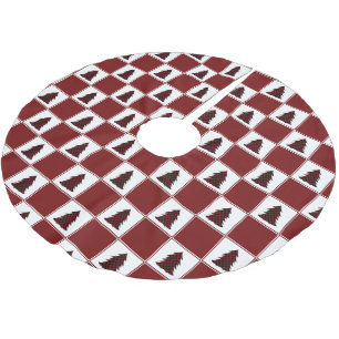 Modern Red Buffalo Plaid Christmas Tree Pattern Brushed Polyester Tree Skirt