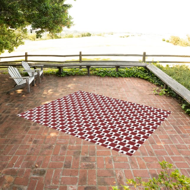 Modern Red Buffalo Plaid Christmas Tree Pattern Outdoor Rug (Insitu (Outdoor 3))