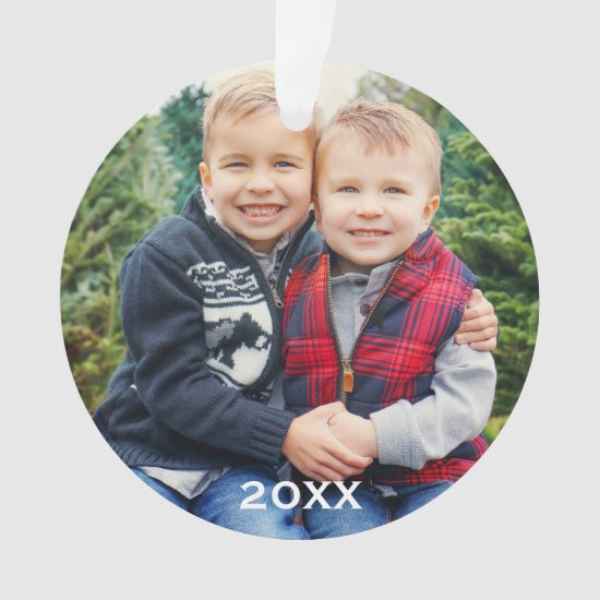 Modern Red Buffalo Plaid Holiday Photo Keepsake Ornament
