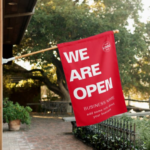 Modern Red Business Brand We are Open Sign Flag