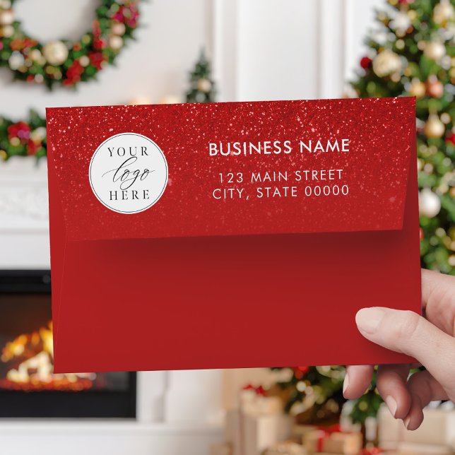 Modern Red Business Christmas Return Address Envelope (Creator Uploaded)