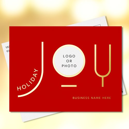 Modern Red Business Gold Foil Holiday Post Card