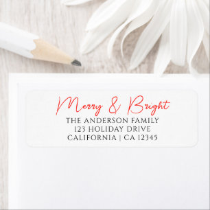 Modern Red Calligraphy Christmas Return Address Label