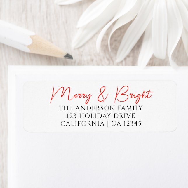 Modern Red Calligraphy Christmas Return Address    Label (Insitu)