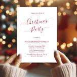 Modern Red Calligraphy Holiday Christmas Party Invitation<br><div class="desc">Modern Calligraphy Minimalist Red and White Christmas Party Invitations is perfect for a simple Christmas event. Features an elegant „Christmas Party” text in a beautiful hand lettered swirly swash-tail font type in red and white. Easy to personalize with your name and party details.</div>