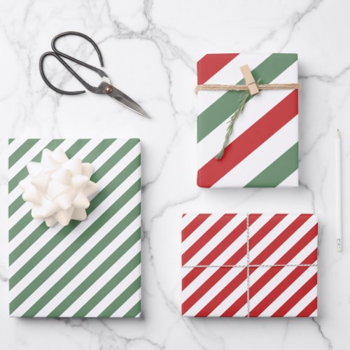Modern Red  Candy Cane Stripes Merry Christmas   Wrapping Paper Sheets