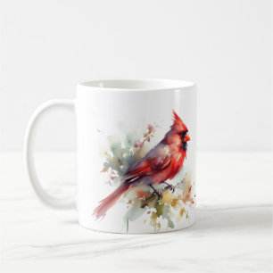 Modern Red Carinal Watercolor Coffee Mug