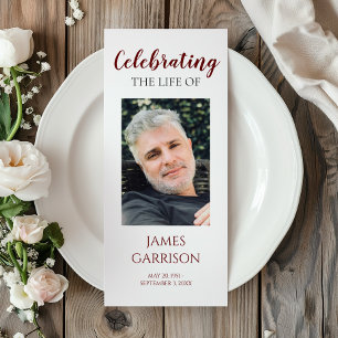 Modern Red Celebration of Life Memorial Program