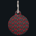 Modern Red Cherries on Charcoal Black Pet Tag<br><div class="desc">This modern and trendy red cherries on charcoal black pattern is perfect for the stylish and contemporary woman. Its fruity and cute print is great for many gifts and occasions. Enjoy this bold and fruity design for your next purchase; for yourself,  your friends,  or your family.</div>