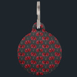 Modern Red Cherries on Charcoal Black Pet Tag<br><div class="desc">This modern and trendy red cherries on charcoal black pattern is perfect for the stylish and contemporary woman. Its fruity and cute print is great for many gifts and occasions. Enjoy this bold and fruity design for your next purchase; for yourself,  your friends,  or your family.</div>