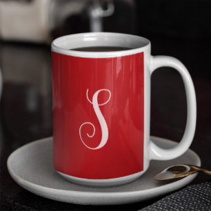 Modern Red Chic and Stylish Custom Monogram Coffee Mug
