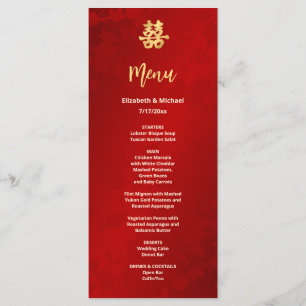 Modern Red Chinese Wedding Menu