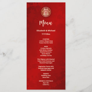 Modern Red Chinese Wedding Menu