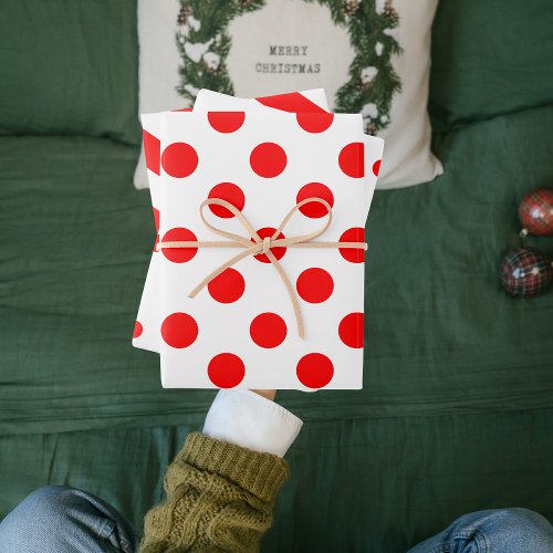 Modern Red Christmas Dots And Stripes Wrapping Pap Wrapping Paper Sheets