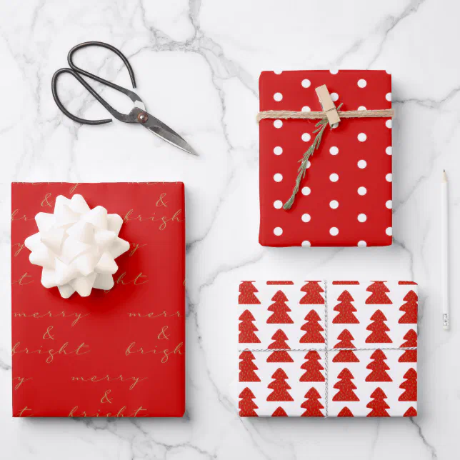 Modern Red Christmas Gift Wrapping Paper | Zazzle