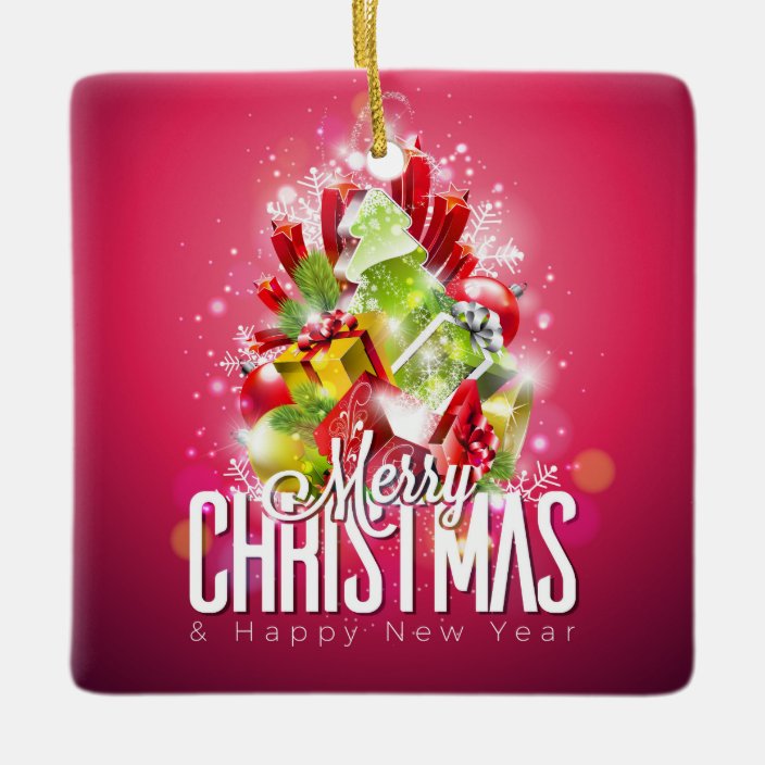 Download Modern Red Christmas Graphic Design Illustration Ceramic Ornament Zazzle Com PSD Mockup Templates