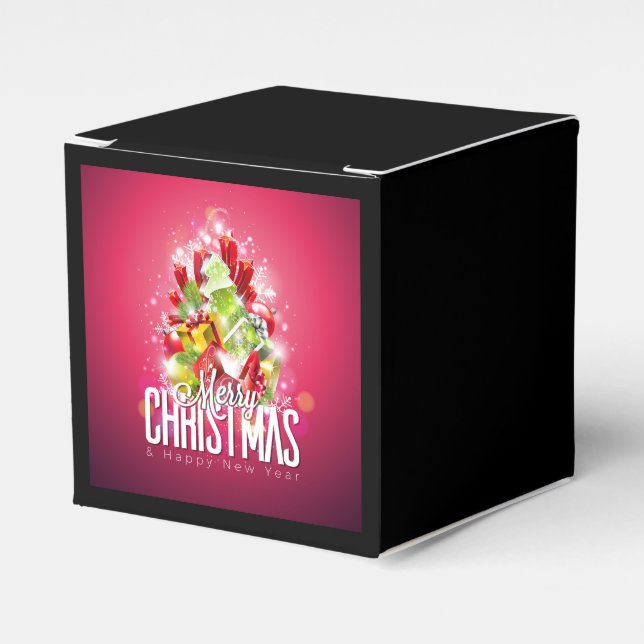 Modern Red Christmas Graphic Design Illustration Favor Boxes (Front Side)