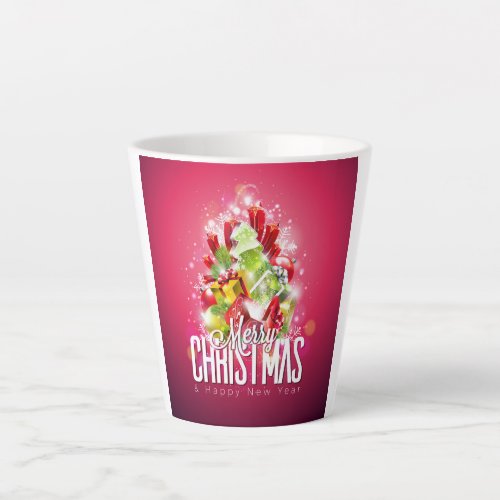 Modern Red Christmas Graphic Design Illustration Latte Mug