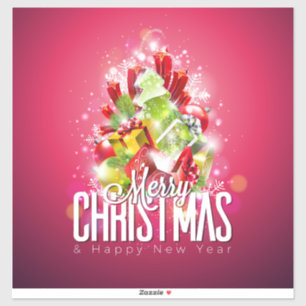 Modern Red Christmas Graphic Design Illustration Sticker